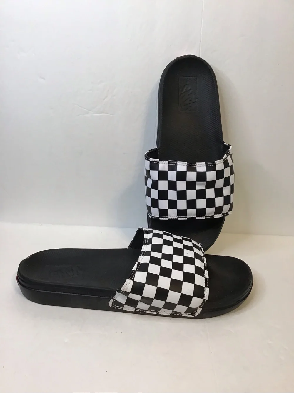 Vans Unisex Black & White Checkerboard Slide Sandals 8/9
